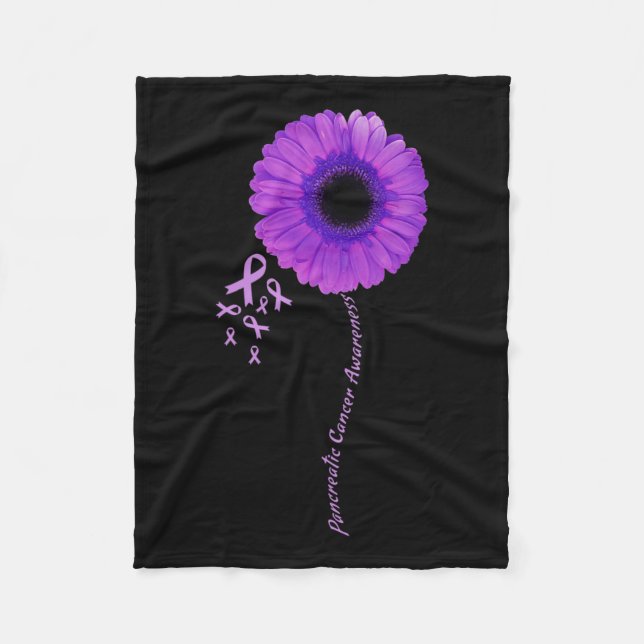 I Wear Purple Flower Pancreatic Cancer Awareness R Fleece Blanket (Front)
