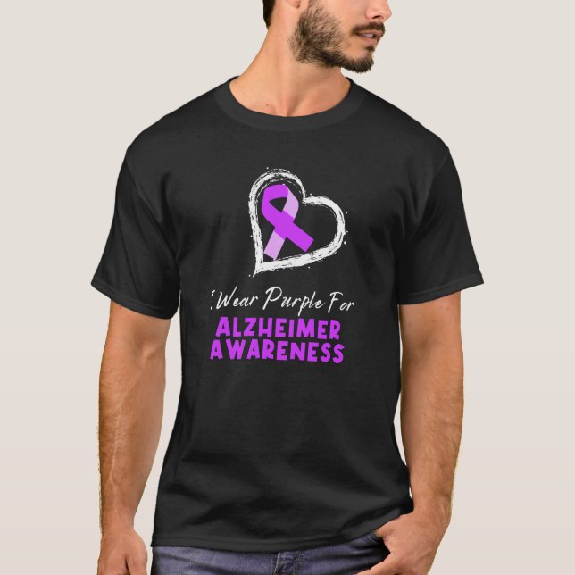 I Wear Purple For Alzheimer Awareness T-Shirt (Front)