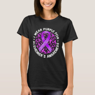 I Wear Purple For Alzheimers Awareness Purple Ribb T-Shirt