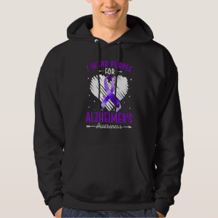 I Wear Purple For Alzheimer's Awareness Ribbon Hea Hoodie