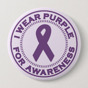 I Wear Purple For Awareness 10 Cm Round Badge