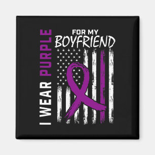 I Wear Purple For Boyfriend Pancreatic Cancer Awar Magnet