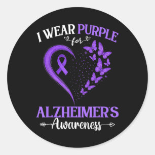I Wear Purple For Butterfly Heart Heimers Awarenes Classic Round Sticker