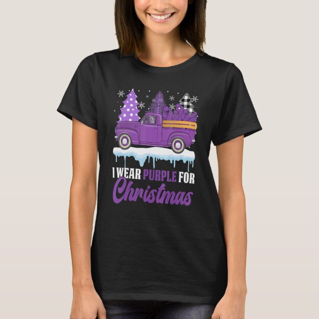 I Wear Purple For Christmas Epilepsy Awareness Day T-Shirt (Front)