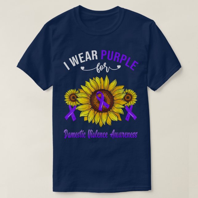 I Wear Purple For Domestic Violence Awareness Sunf T-Shirt (Design Front)