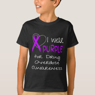 I Wear Purple For Drug Overdose Awareness Ribbon  T-Shirt