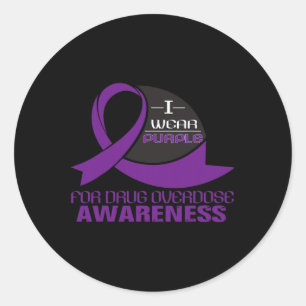 I Wear Purple For Drug Overdose Awareness Tee  Classic Round Sticker