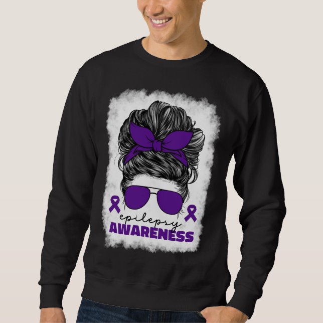 I Wear Purple For Epilepsy Awareness Month Day For Sweatshirt (Front)