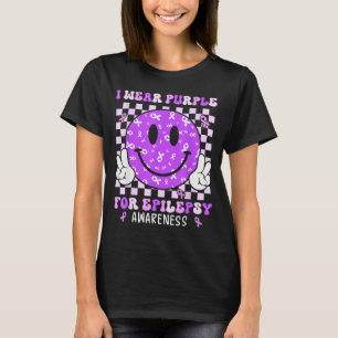 I Wear Purple For Epilepsy Awareness Smile Face Em T-Shirt