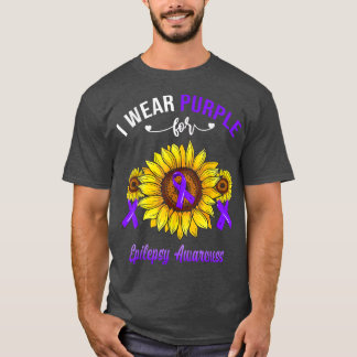 I Wear Purple For Epilepsy Awareness Sunflower T-Shirt