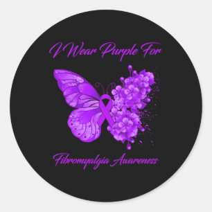 I Wear Purple For Fibromyalgia Awareness 2 Classic Round Sticker