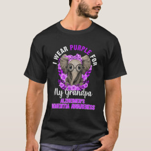 I Wear Purple For Grandpa Dementia Awareness Eleph T-Shirt