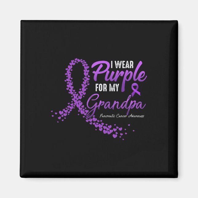 I Wear Purple For GRANDPA Pancreatic Cancer Awaren Magnet (Front)