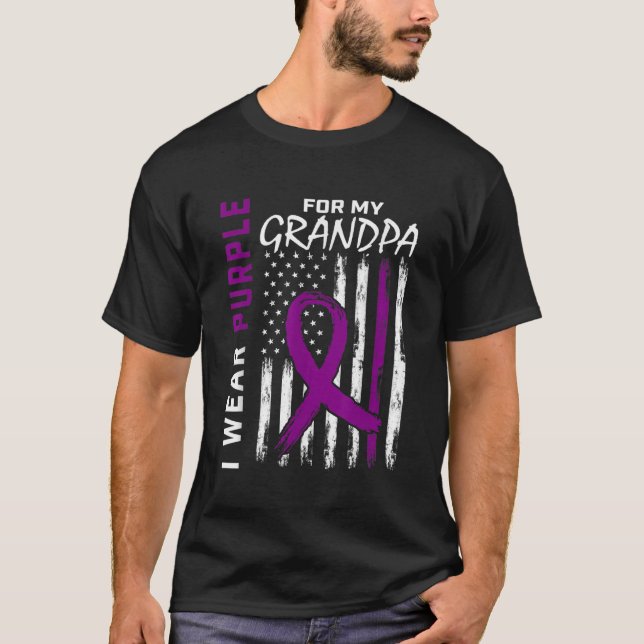 I Wear Purple For Grandpa Pancreatic Cancer Awaren T-Shirt (Front)