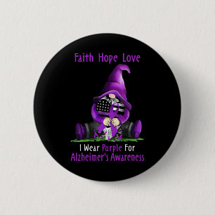 I Wear Purple For Heimerheimer Awareness Gnome Fai 6 Cm Round Badge