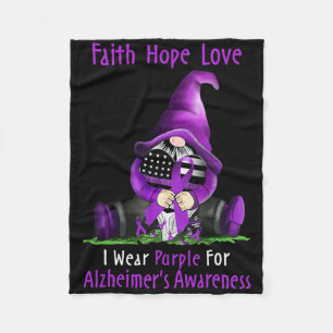 I Wear Purple For Heimerheimer Awareness Gnome Fai Fleece Blanket
