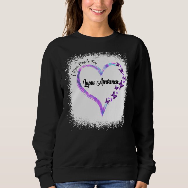 I Wear Purple For Lupus Awareness Butterfly Ribbon Sweatshirt (Front)