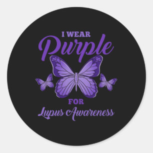I Wear Purple For Lupus Awareness Comfort Colours Classic Round Sticker