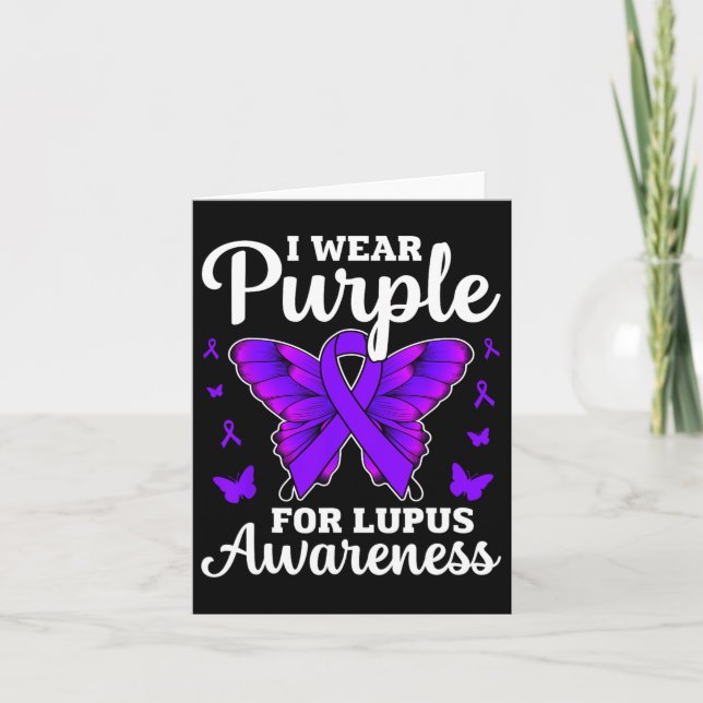 I Wear Purple For Lupus Awareness Month Butterfly  Card (Front)