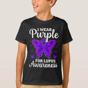 I Wear Purple For Lupus Awareness Month Butterfly T-Shirt