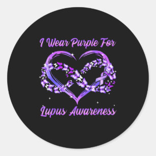 I wear purple for lupus awareness warrior fighter  classic round sticker