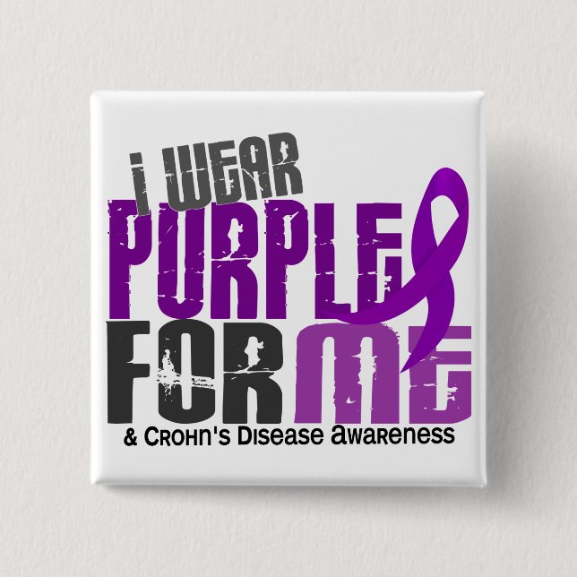 I Wear Purple For ME 6 Crohn’s Disease 15 Cm Square Badge (Front)