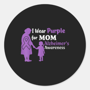 I Wear Purple For Mum Heimers Awareness Mother  Classic Round Sticker