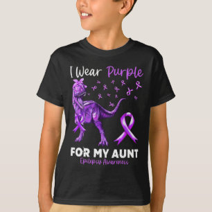I Wear Purple For My Aunt Epilepsy Awareness Dinos T-Shirt