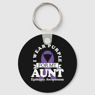 I Wear Purple For My Aunt Epilepsy Awareness  Ribb Key Ring