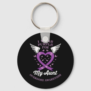 I Wear Purple For My Aunt Overdose Awareness 2 Key Ring