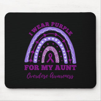 I Wear Purple For My Aunt Overdose Awareness Rainb Mouse Pad
