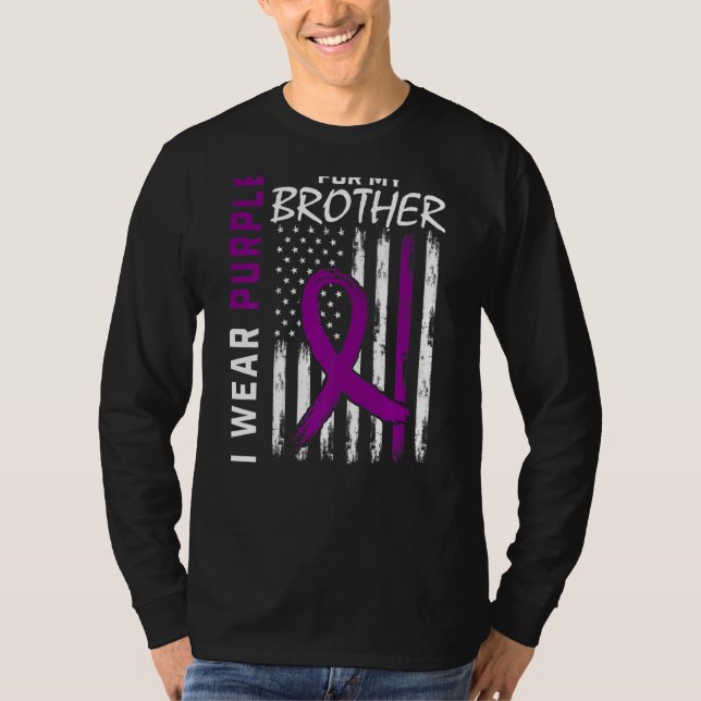 I Wear Purple For My Brother Epilepsy Awareness Fl T-Shirt (Front)