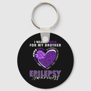 I Wear Purple For My Brother Epilepsy Awareness Su Key Ring
