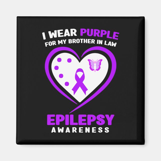 I Wear purple For My Brother in Law Epilepsy Aware Magnet (Front)