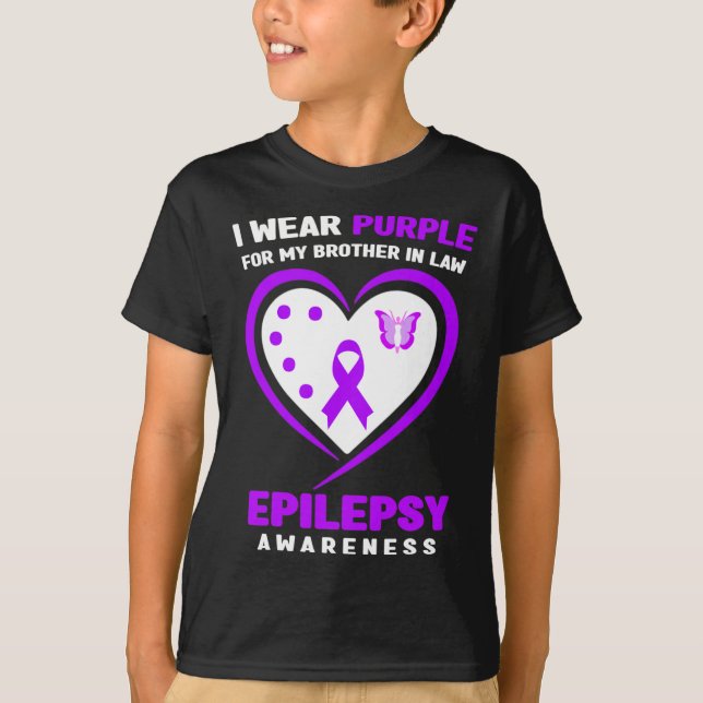 I Wear purple For My Brother in Law Epilepsy Aware T-Shirt (Front)