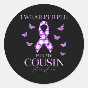 I Wear Purple For My Cousin Epilepsy Awareness Mon Classic Round Sticker