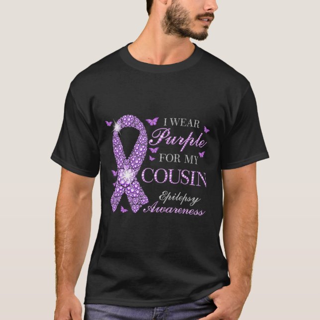 I Wear Purple For My Cousin Epilepsy Awareness Pur T-Shirt (Front)