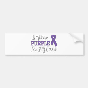 I Wear Purple For My Cousin (Purple Ribbon) Bumper Sticker