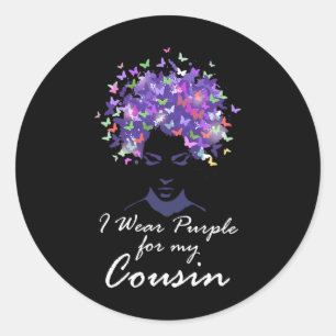 I Wear Purple For My Cousin Support Heimerheimer A Classic Round Sticker