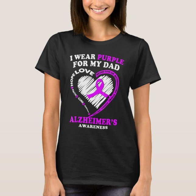 I Wear Purple For My Dad Alzheimer's Dementia Awar T-Shirt (Front)