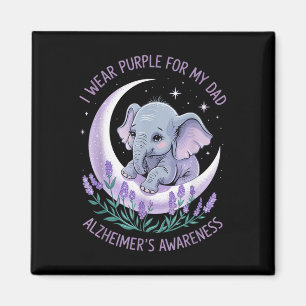 I Wear Purple For My Dad Dementia Purple Elephant Magnet