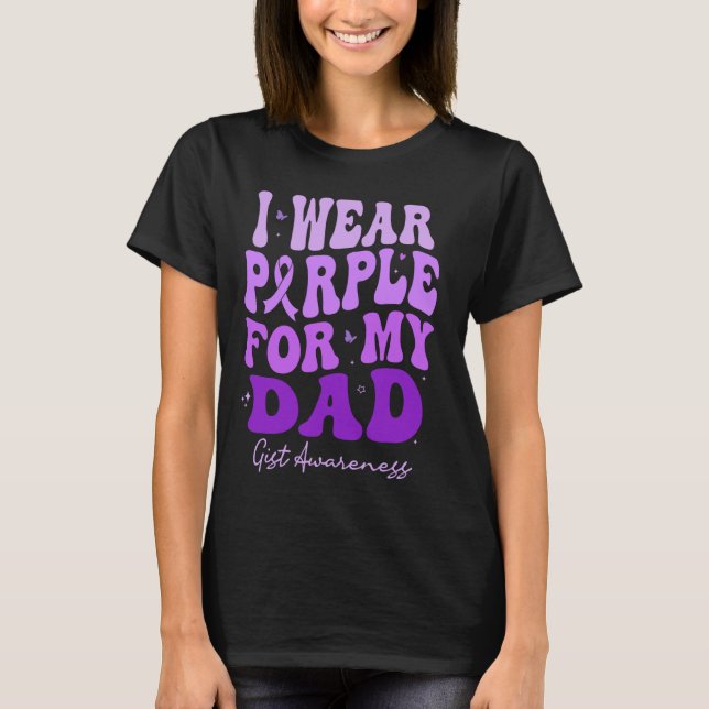 I Wear Purple For My Dad GIST Awareness Retro Groo T-Shirt (Front)