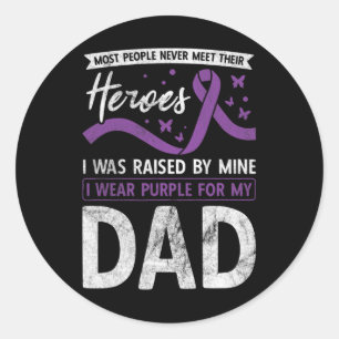 I Wear Purple For My Dad Heroes Pancreatic Cancer Classic Round Sticker