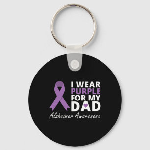 I Wear Purple For My Dad Ribbon Family Love Warrio Key Ring