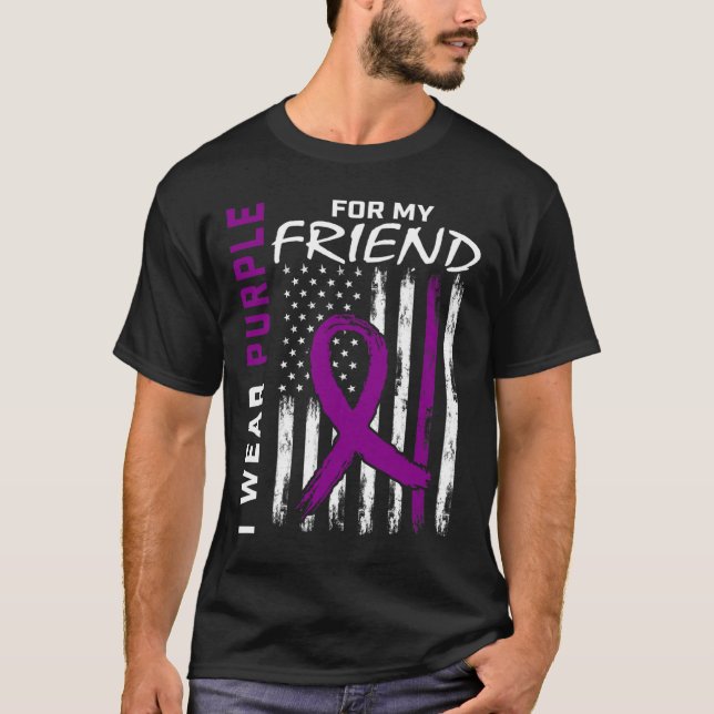 I Wear Purple For My Friend Pancreatic Cancer Awar T-Shirt (Front)