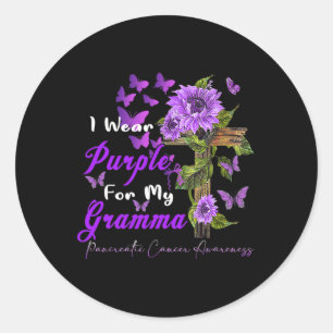 I Wear Purple For My Gramma Pancreatic Cancer Awar Classic Round Sticker