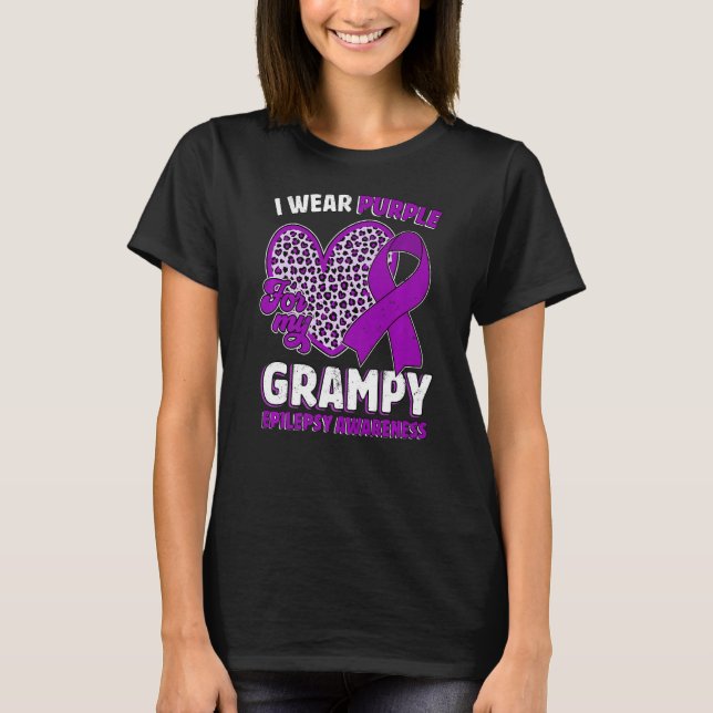 I Wear Purple For My Grampy Epilepsy Awareness Leo T-Shirt (Front)