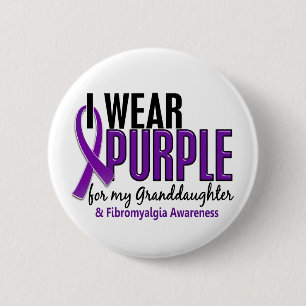 I Wear Purple For My Granddaughter 10 Fibromyalgia 6 Cm Round Badge