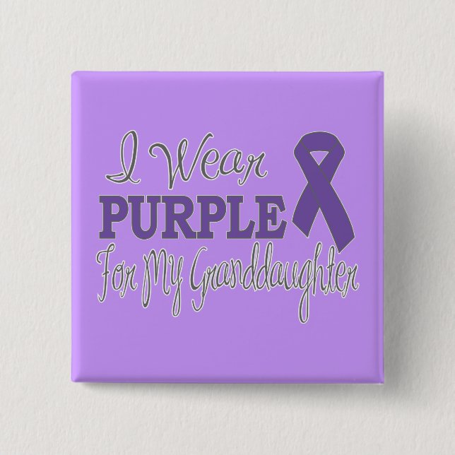 I Wear Purple For My Granddaughter (Purple Ribbon) 15 Cm Square Badge (Front)