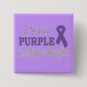 I Wear Purple For My Granddaughter (Purple Ribbon) 15 Cm Square Badge
